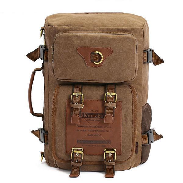 shopping תיקי גברים KAUKKO Men's Canvas Army Style Shoulder Travel Tactical Backpacks