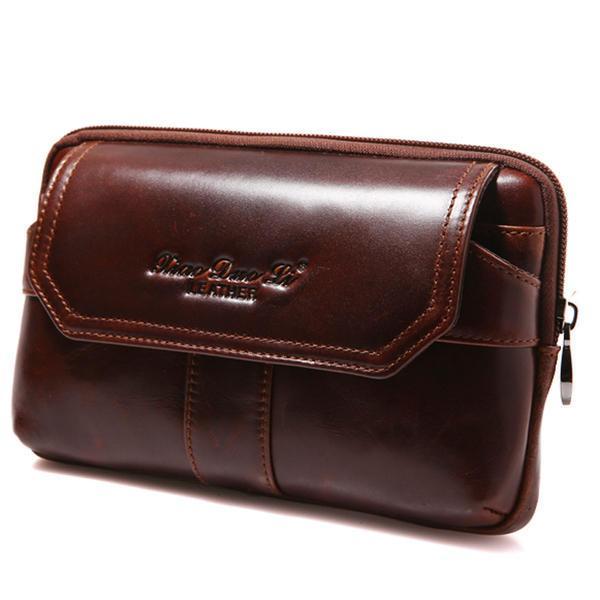 shopping תיקי גברים Men Genuine Leather Clutches Bag Belt Waist Phone Bag for 7 inches Phones