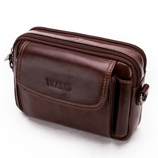 shopping תיקי גברים Vintage Genuine Leather Multi-funtion Phone Waist Bag Crossbody Bag For Men