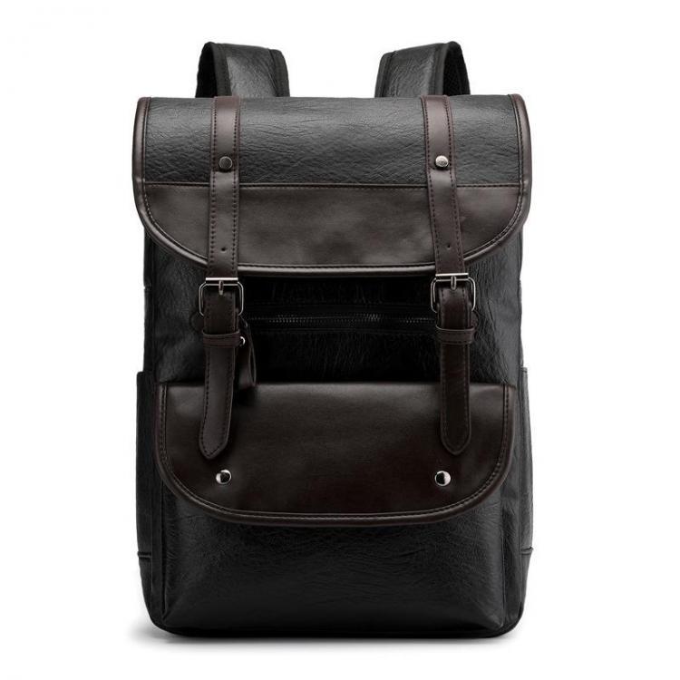 shopping תיקי גברים Men Large Capacity PU Leather Backpack Casual Vintage Shoulder Bag
