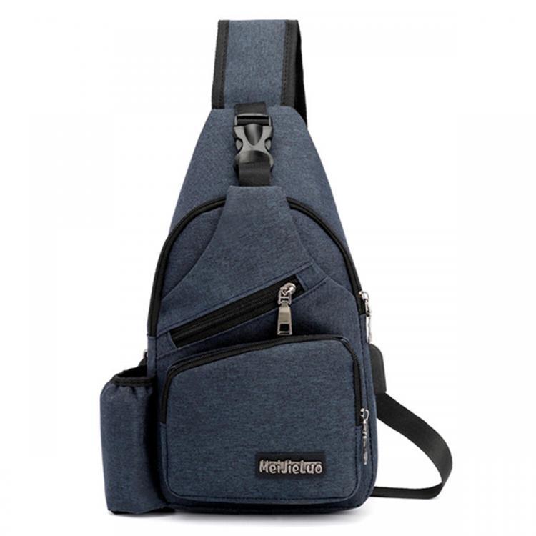 shopping תיקי גברים Men Oxford Large Capacity Casual Outdoor Travel USB Charging Port Sling Bag Chest Bag Crossbody Bag