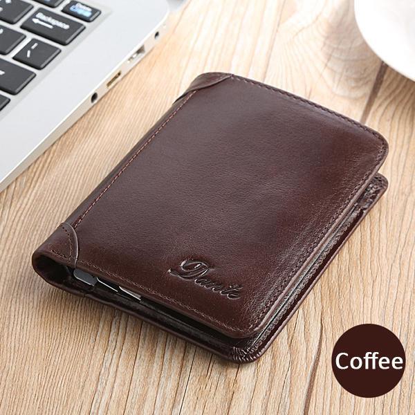 shopping תיקי גברים Men Genuine Leather Vintage Short Wallet Slim Money Card Holder with 11 Card Slots
