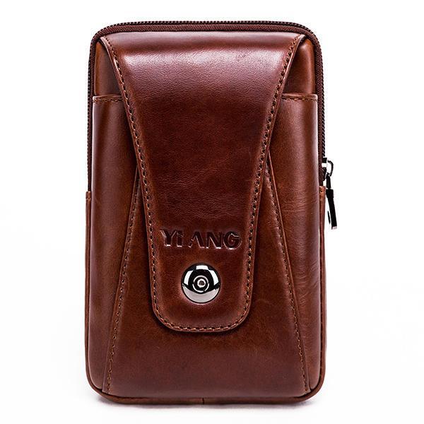 shopping תיקי גברים Men Genuine Leather Vintage Waist Bag Business Crossbody Bag Cell Phone Bag for 6 inch Phones
