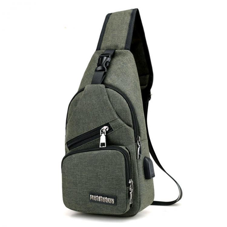 shopping תיקי גברים Casual Outdoor Travel Sling Bag Chest Bag Crossbody Bag with USB Charging Port