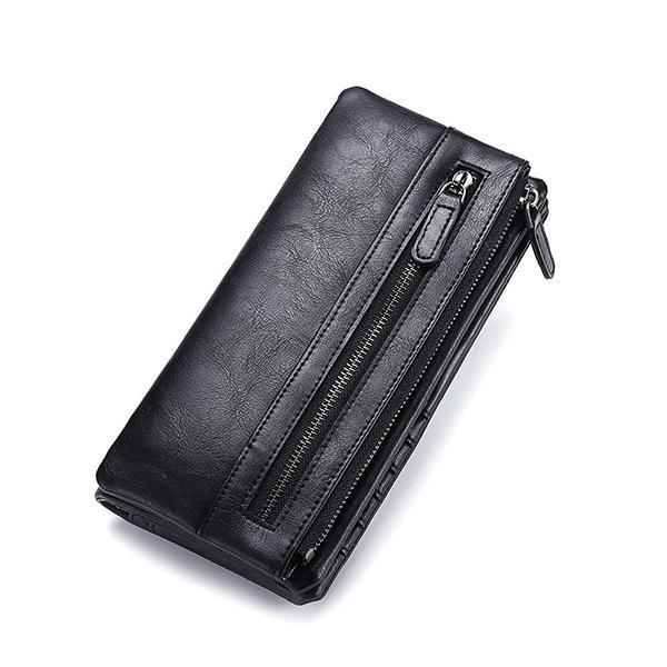 shopping תיקי גברים Men PU Leather Solid Long Phone Purse 11 Card Slot Wallet