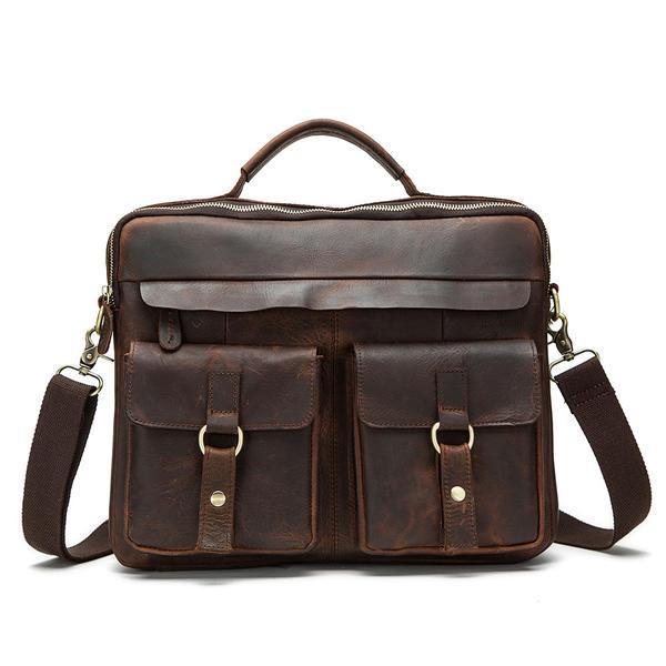 shopping תיקי גברים Genuine Leather Sling Briefcase Vintage Handbag Dual Use Messenger Bag For Men