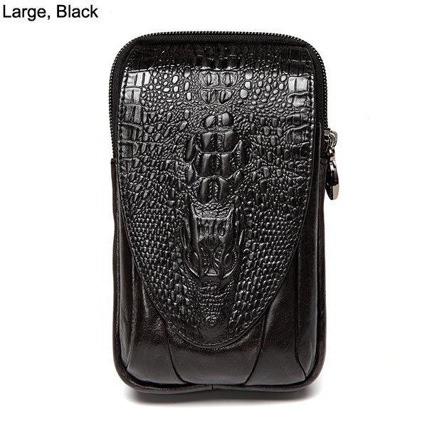 shopping תיקי גברים 4.7 to 6 Inches Cell Phone Pouch Genuine Leather Waterproof Waist Pack For Men