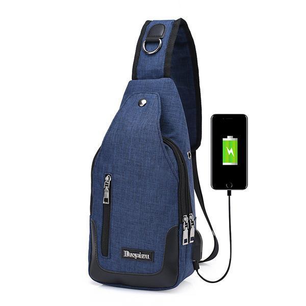 shopping תיקי גברים Men Women USB Port Casual Outdoor Chest Bag Crossbody Bag