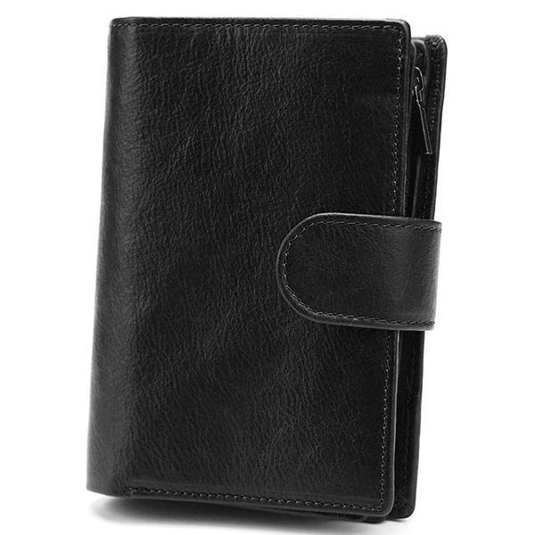 shopping תיקי גברים Men Passport Bag 9 Card Slots Photo Holder Genuine Leather Oil Wax Business Short Wallet