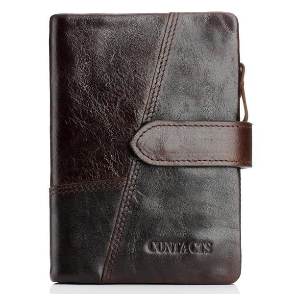 shopping תיקי גברים Genuine Leather Wallet Vintage Standstone Men Wallets Male Purse Coin Bag