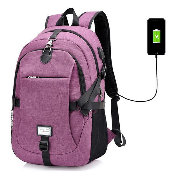 shopping תיקי גברים Men Nylon Large Capacity Laptop Backpack Travel Bag with USB Charging Port
