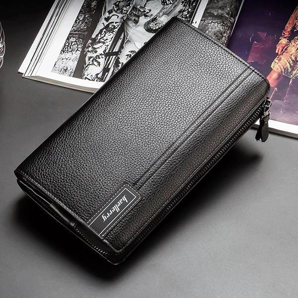 shopping תיקי גברים PU Business Casual Zipper Clutch Bag 4 Cash Pockets Wallet For Men