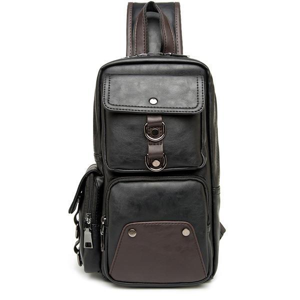 shopping תיקי גברים Men Chest Bag Black Shoulder Bag Multi Pocket Crossboby Bag