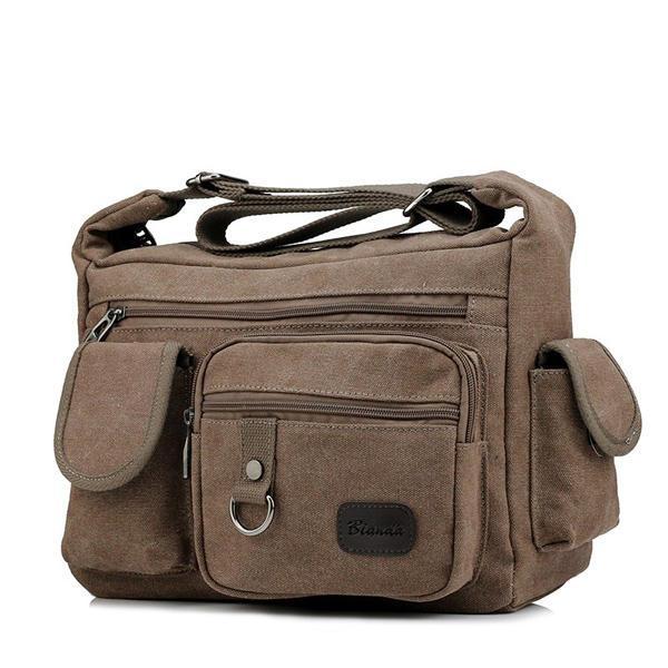 shopping תיקי גברים Large Capacity Men Casual Canvas Shoulder Messenger Bag Travel Crossbody Bag