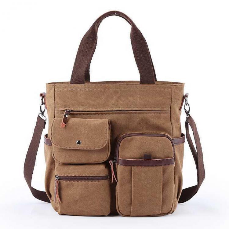 shopping תיקי גברים Men Canvas Large Capacity Multi-slot Crossbody Bag Business Computer Handbag Outdoor Travel