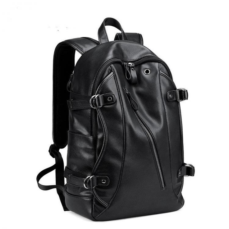 shopping ילקוטים ותיקי בית ספר MK Men Faux Leather Fashion Leisure Backpack USB Charging Travel Bag