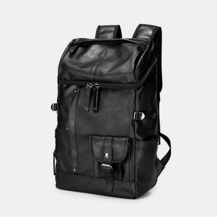 shopping ילקוטים ותיקי בית ספר Men Large Capacity Faux Leather Backpack For Outdoor Travel School Bag