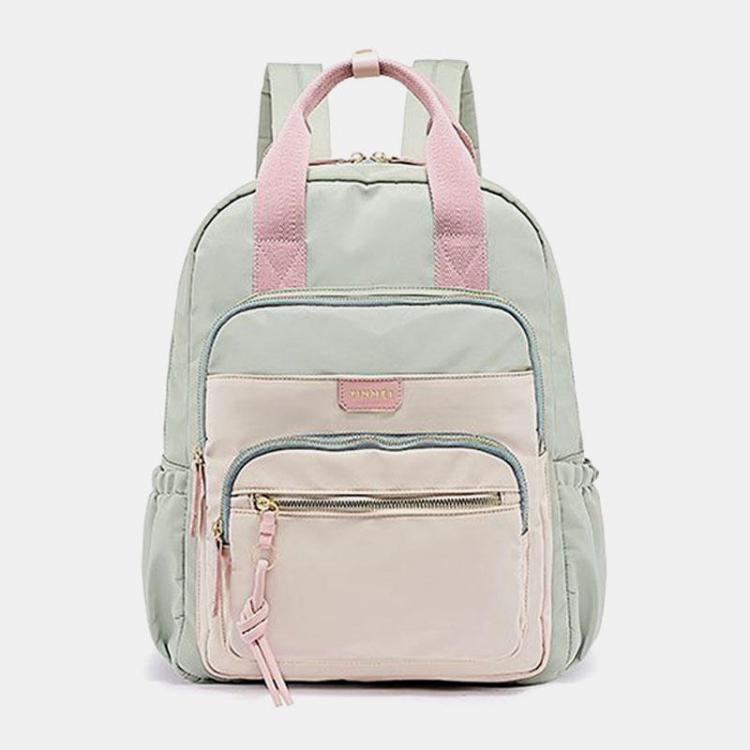 shopping ילקוטים ותיקי בית ספר Women Nylon Waterproof Multifunction Bag Casual Patchwork Backpack
