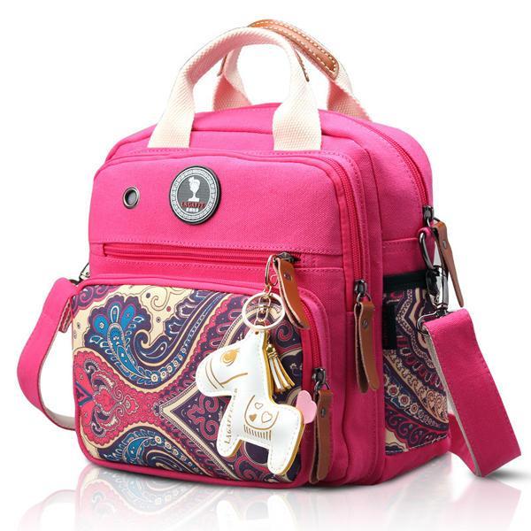 shopping ילקוטים ותיקי בית ספר Women Canvas Multifunctional Print Shoulder Bags Backpack