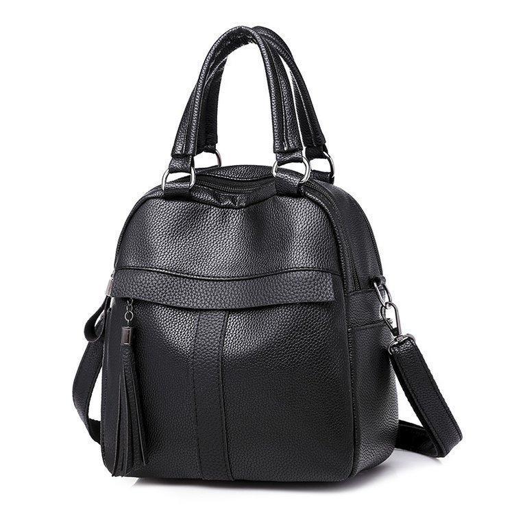 shopping ילקוטים ותיקי בית ספר Women Soft Leather Brief Leisure Backpack Bag Handbag Shoulder Bag