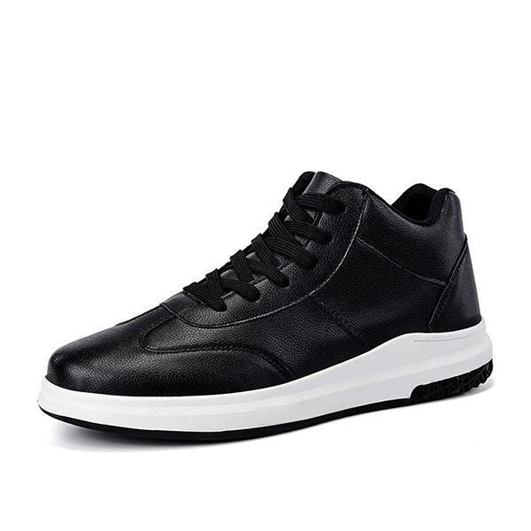 shopping נעלי גברים Men Comfortable Genuine Leather High Top Sneakers