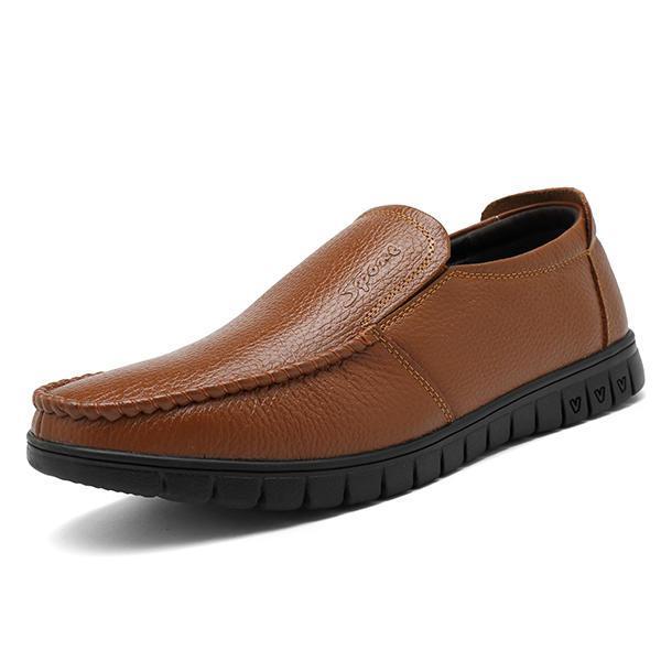 shopping נעלי גברים Men Casual Soft Genuine Leather Business Flats Oxfords