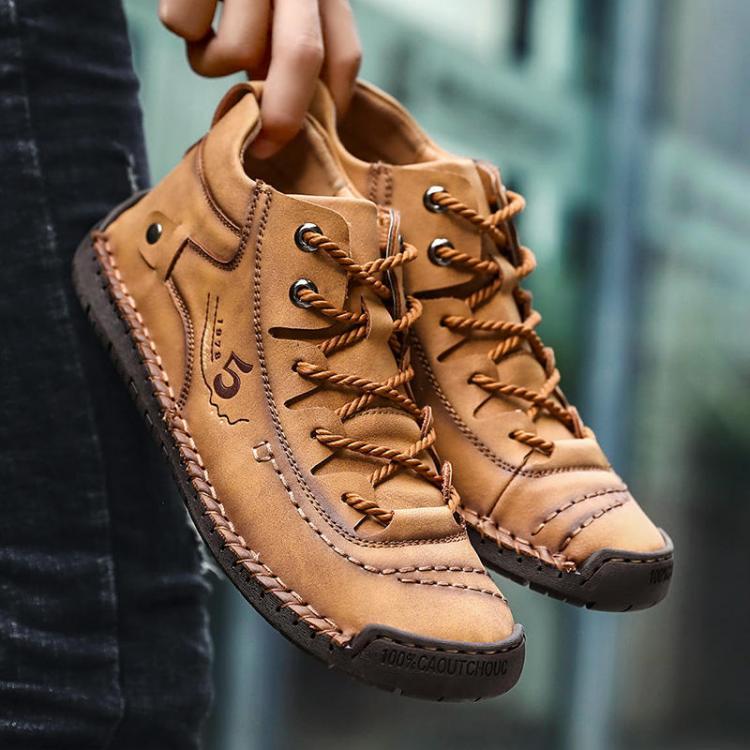 shopping נעלי גברים Menico Men Hand Stitching Vintage Microfiber Leather Lace Up Comfy Soft Ankle Boots
