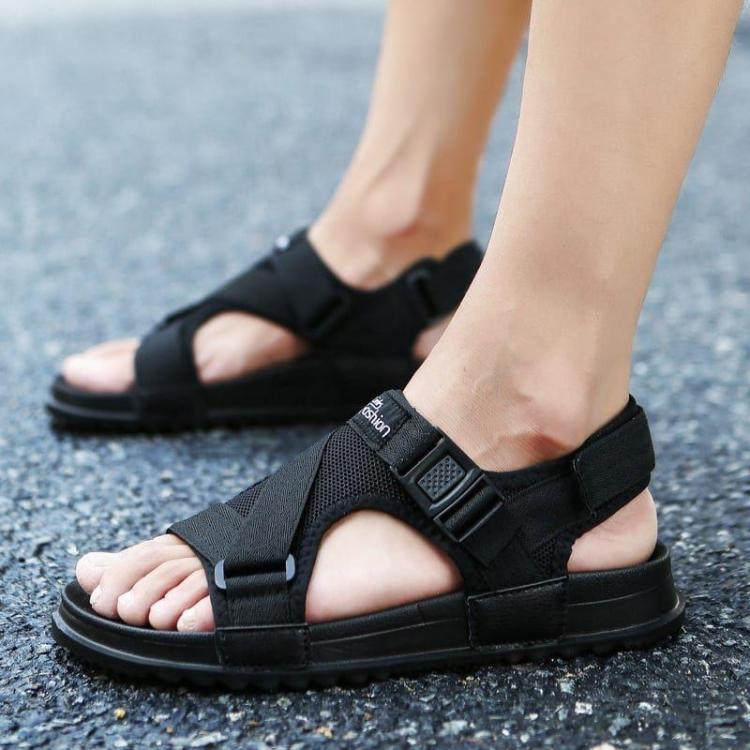 shopping נעלי גברים Men Hook&amp;Loop Opened Toe Casual Beach Soft Sole Sandals