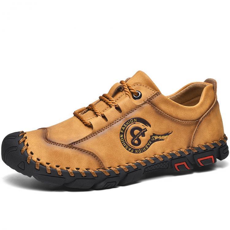 shopping נעלי גברים Men Hand Stitching Slip Resistant Soft Sole Daily Casual Shoes Flats