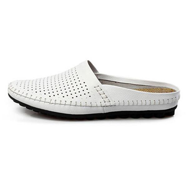 shopping נעלי גברים Slipper Men Hollow Out Casual Beach Slip On In Leather