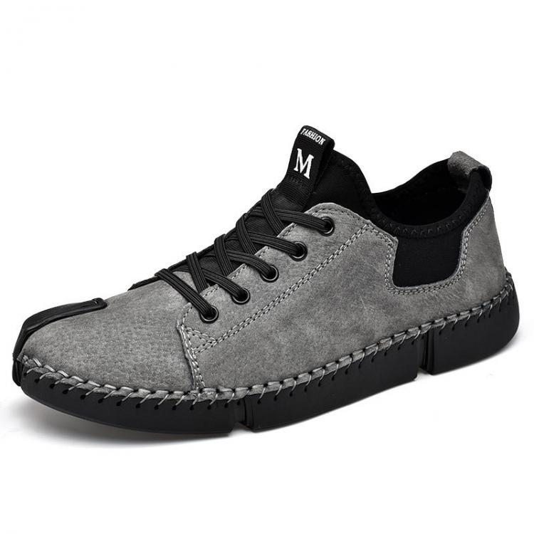 shopping נעלי גברים Men Cowhide Spicing Anti-Collision Toe Cap Casual Daily Flats