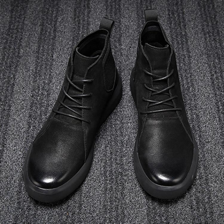shopping נעלי גברים Men Retro Stylish Gradual Change Shoe Toe Casual Leather Ankle Boots