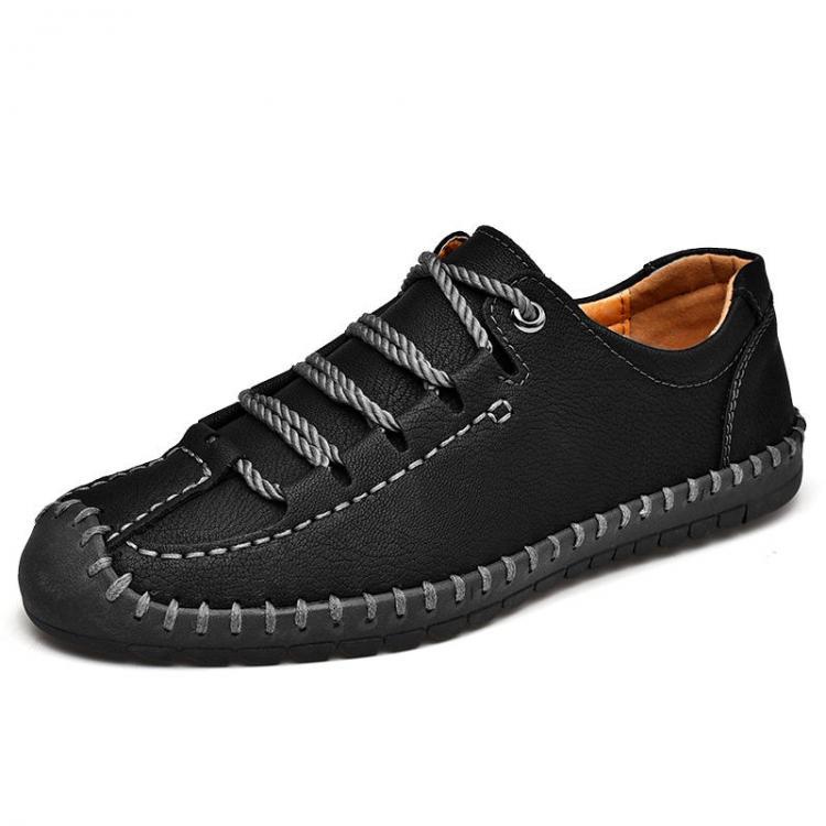 shopping נעלי גברים Menico Men Casual Flats Hand Stitching Comfortable Loafers