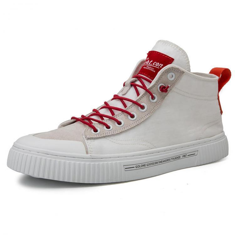 shopping נעלי גברים Men Vinatge Leather Splicing Elastic Lace Up Comfy Casual Ankle Boots