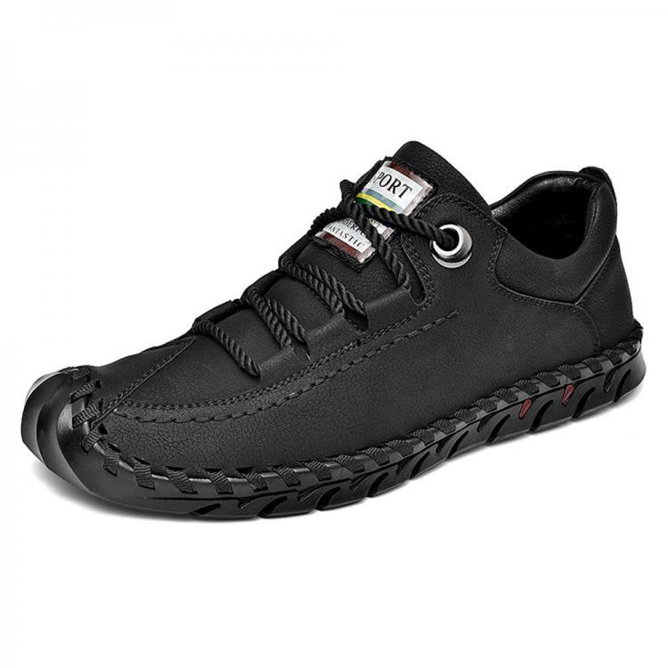 shopping נעלי גברים Men Vintage Protective Toe Cap Leather Casual Flats