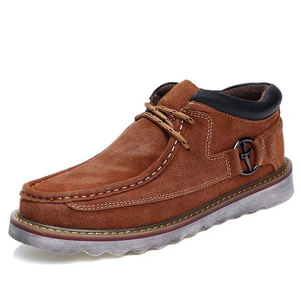 shopping נעלי גברים Men Comfortable Hand Stitching High Top Suede Oxfords Boots