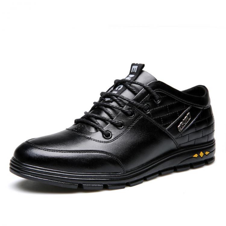 shopping נעלי גברים Men Microfiber Leather Pure Color Comfy Lace Up Increased Oxfords
