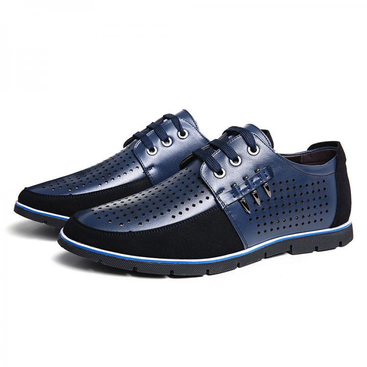 shopping נעלי גברים Men Genuine Leather Hollow Out Soft Soles Oxfords