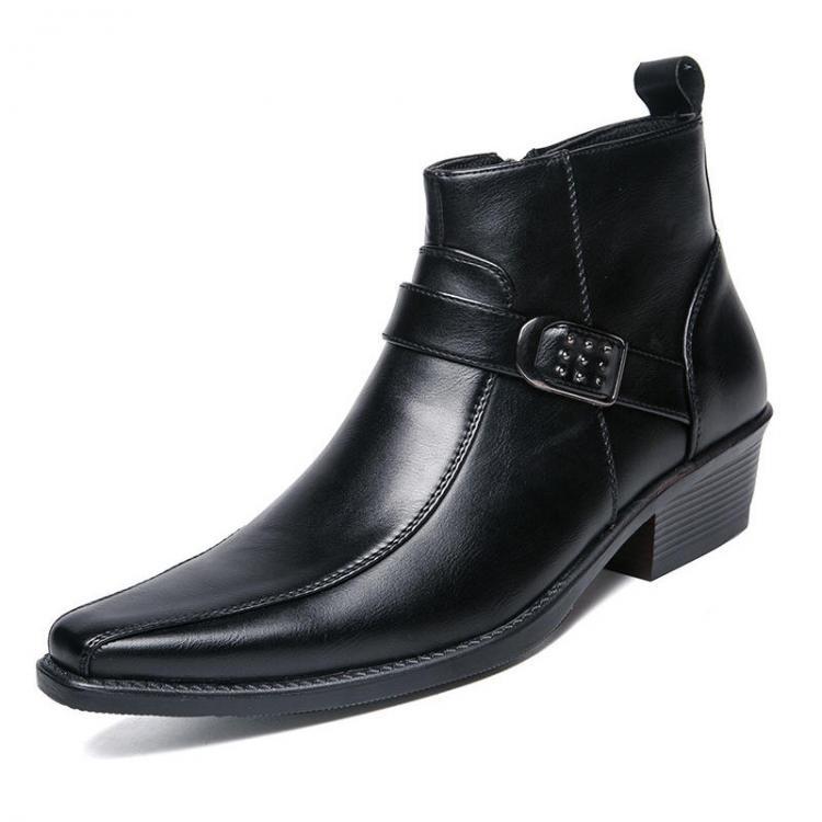 shopping נעלי גברים Men Retro Color British Style Slip Resistant Casual Leather Ankle Boots