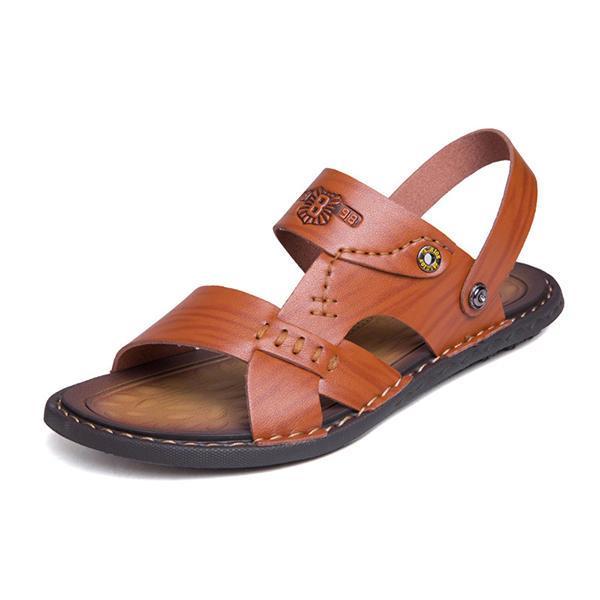 shopping נעלי גברים Men Casual Breathable Two Way Wear Microfiber Leather Sandals Summer Shoes