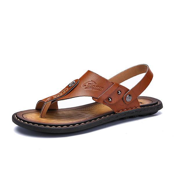 shopping נעלי גברים Men Comfortable Breathable Two Way Wear Clip Toe Slippers Sandals Beach Shoes