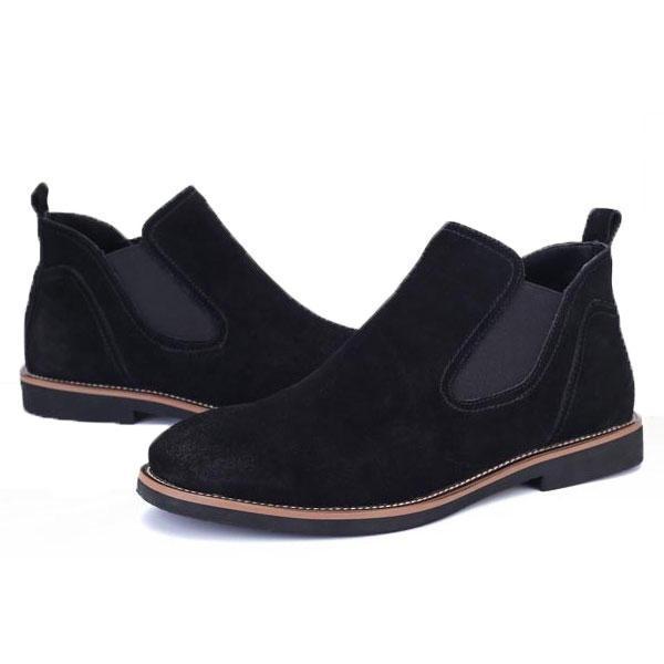 shopping נעלי גברים Men Casual Suede Leather Elastic Bnad Soft Ankle Boots