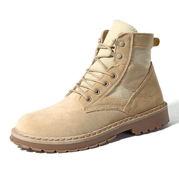shopping נעלי גברים Men Comfortable Army Style Canvas High Top Boots