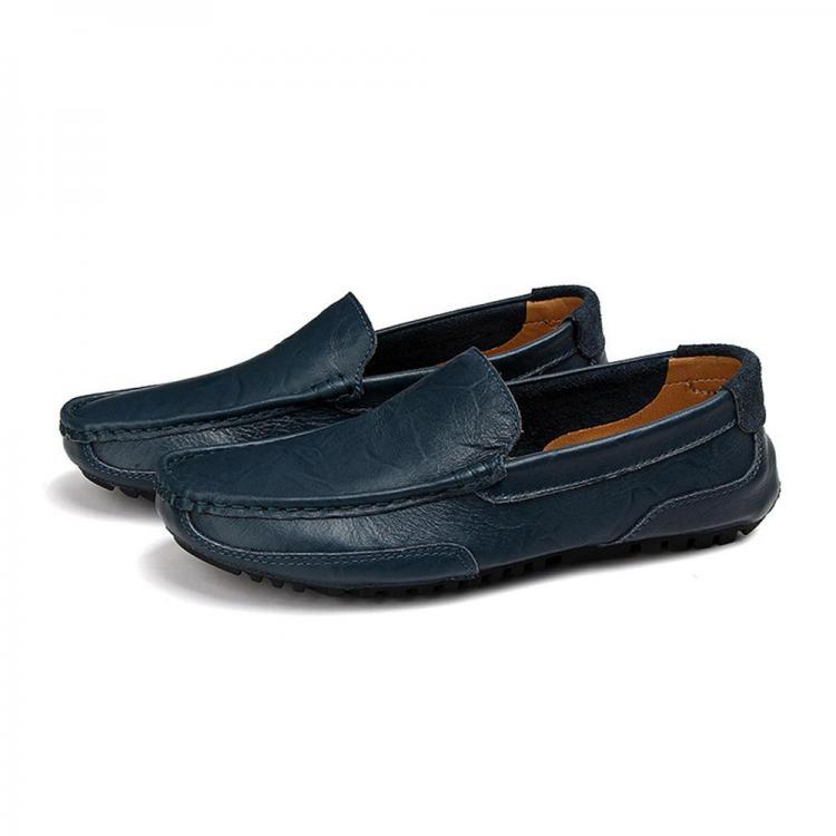 shopping נעלי גברים Men Cowhide Casual Lightweight Soft Soles Walking Slip On Flats