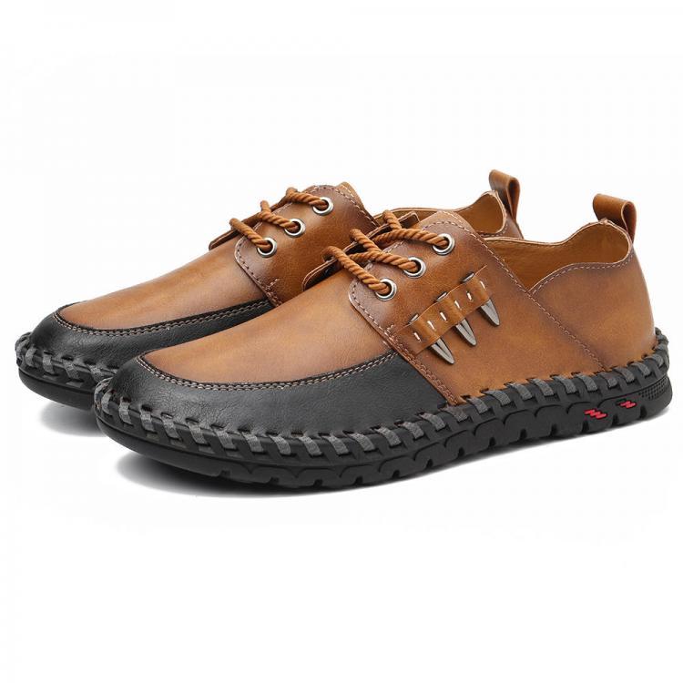 shopping נעלי גברים Menico Men Retro Hand Stitching Soft Casual Business Leather Oxfords