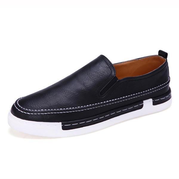 shopping נעלי גברים Men Fashion Shoes PU Round Toe Slip On Outdoor Sneakers Vintage Style