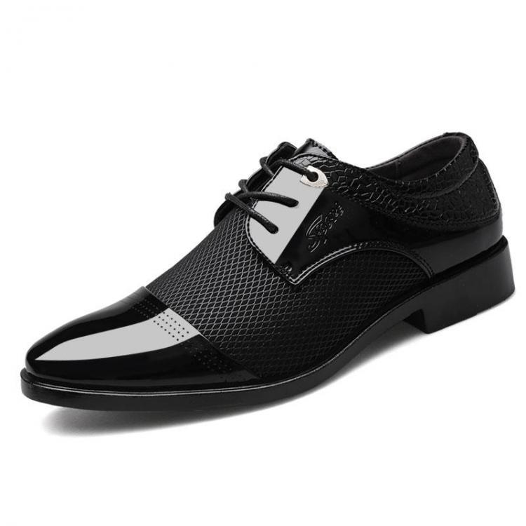 shopping נעלי גברים Men Stylish Hollow Out Cap Toe Lace Up Business Formal Dress Shoes