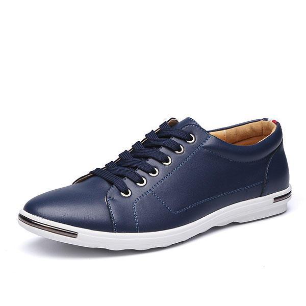 shopping נעלי גברים Big Size Men Leather Casual Lace Up Athletic Shoes