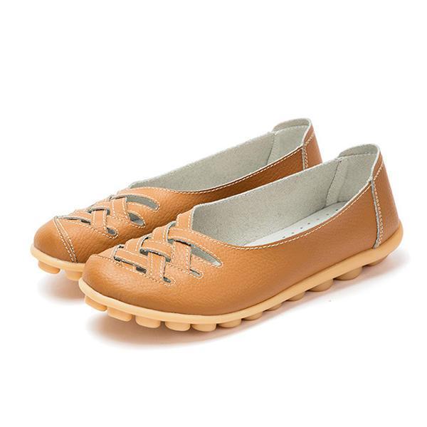 shopping נעלי נשים Large Size Colorful Slip On Hollow Out Round Toe Flat Loafers