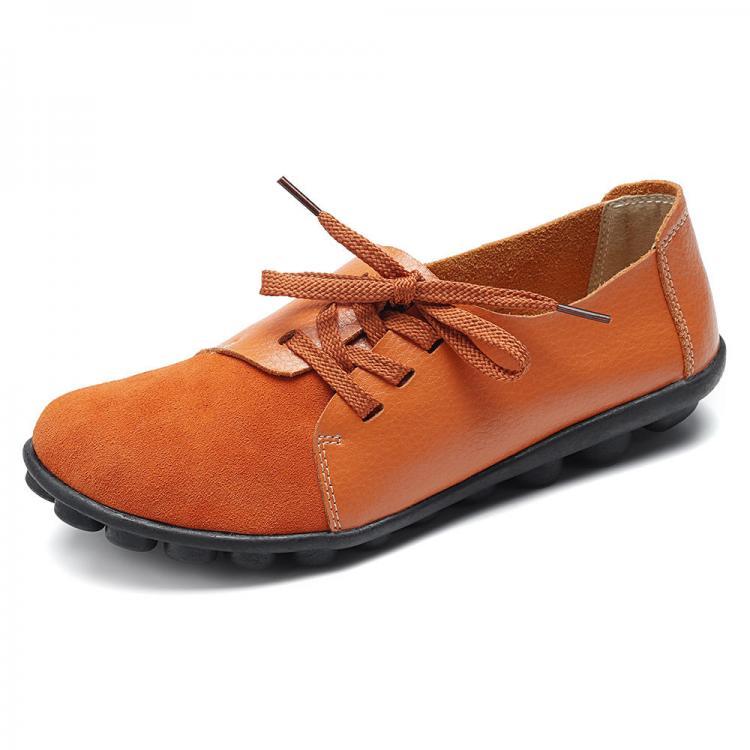 shopping נעלי נשים Plus size Women Lace Up Leather Flats Soft Casual Shoes